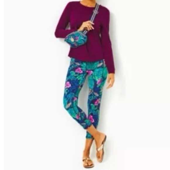 Lilly Pulitzer Luxletic 24” high rise weekender midi leggings low rise navy XS - Picture 1 of 7